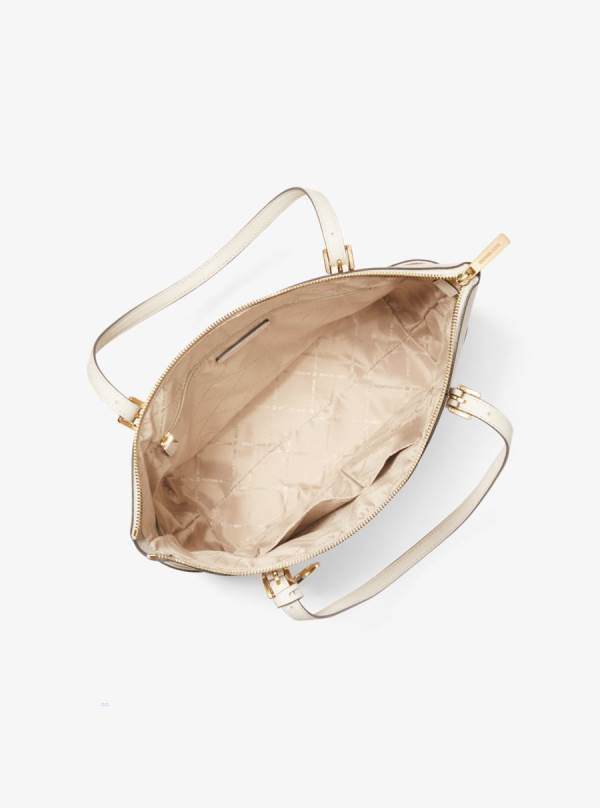 Damske Prenosná Taška Michael Kors Jet Set Large Saffiano Leather Top-Zip Krém - Kabelky Michael Kors Outlet | WMHUZ-6481